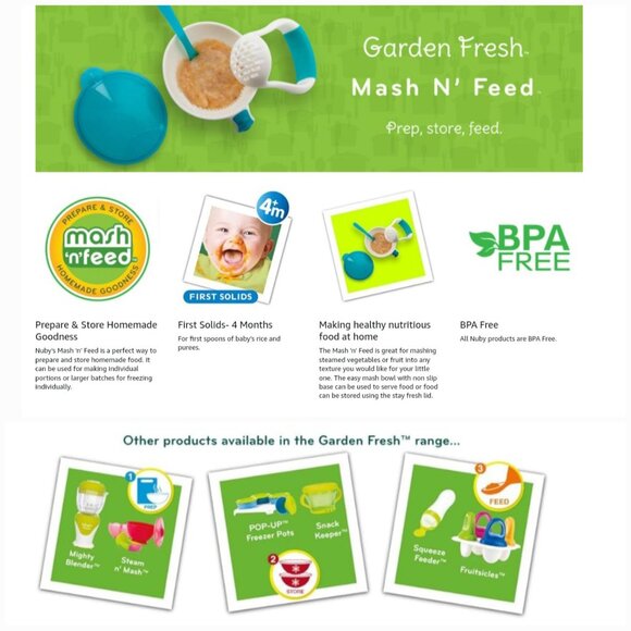 NUBY 'GARDEN FRESH MASH~N~FEED' BOWL & STORAGE - Picture 15 of 16